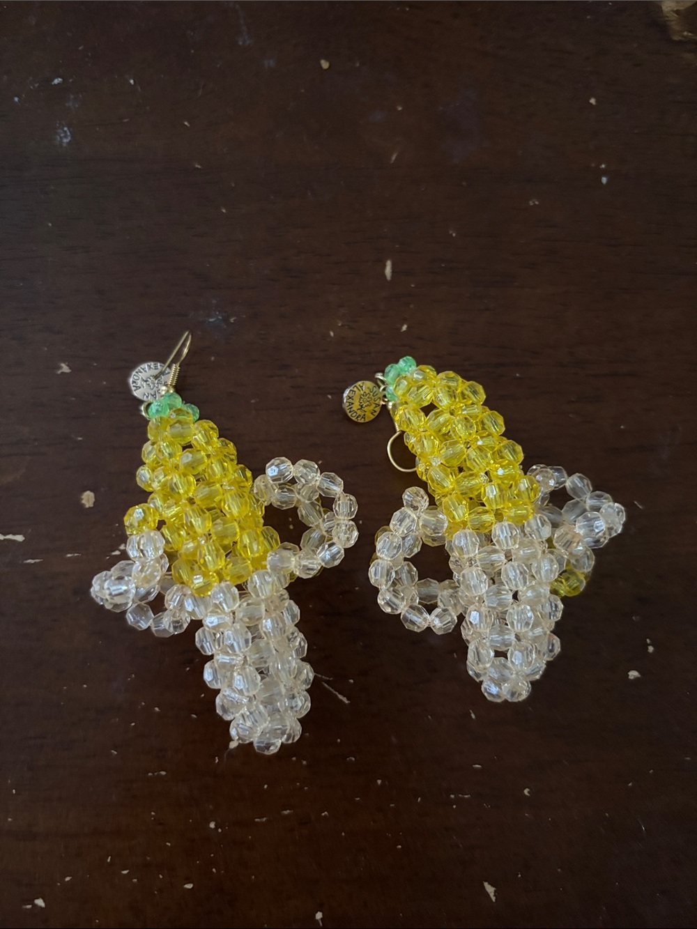Susan Alexandra Yellow and Clear Beaded Banana Earrings
